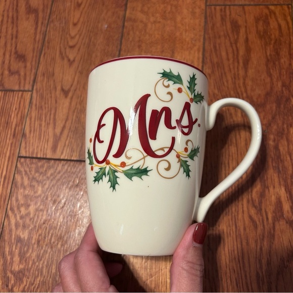 Lenox Festive Mr. and Mrs. Mugs - Red and Green Accents - Picture 2 of 5